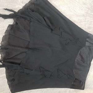 Bebe Women's Silk Skirt with Cascading Ruffles